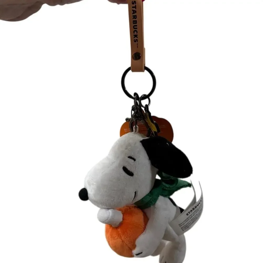 2026 Starbucks x Peanuts Snoopy Woodstock Plush Bag Charm Keychain Pumpkin